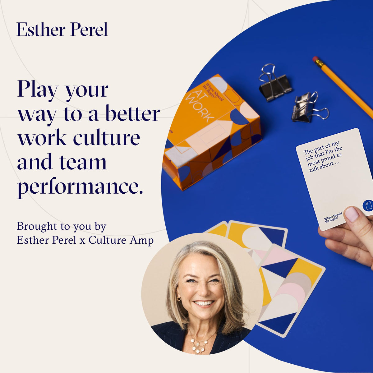 ESTHER PEREL team-building cards on office desk enhancing trust and collaboration