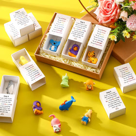 Estune take-apart animal erasers reveal colors and shapes, sparking creativity in kids.