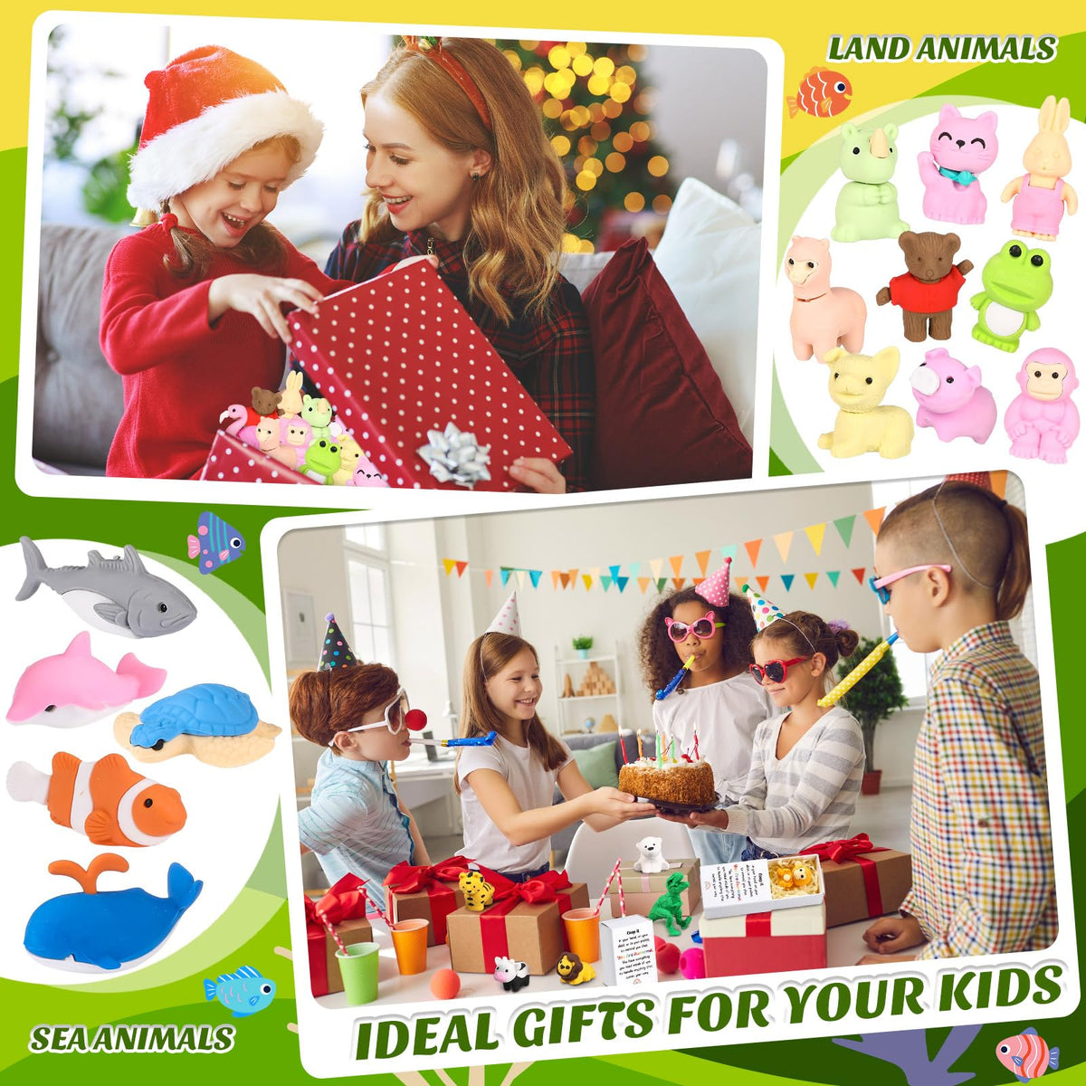 Estune turtle eraser helps children visualize animal shapes during lessons.
