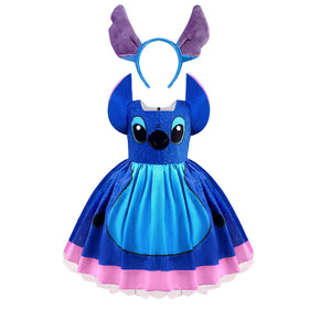 Esvaiy blue Hawaiian dress with headband for playful cosplay and comfortable all-day wear