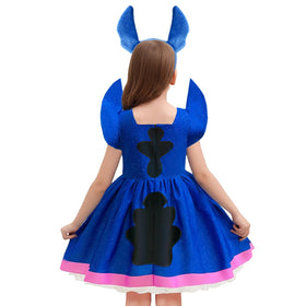 Esvaiy dress features a puffy hem with pink ribbons and lace for twirl-worthy movement