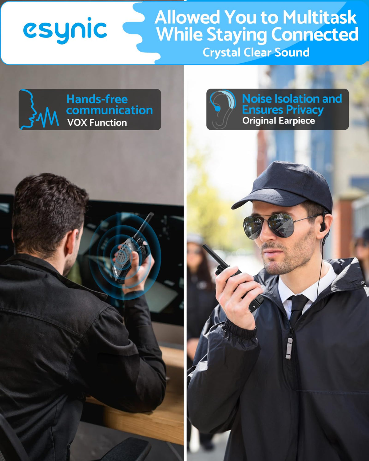 eSynic walkie talkies 16-channel selector for flexible team channels