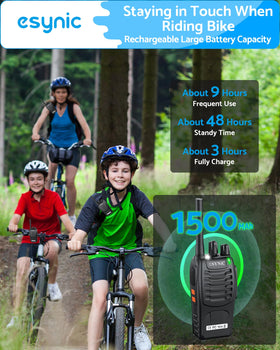 eSynic walkie talkies outdoor use showing rugged portability