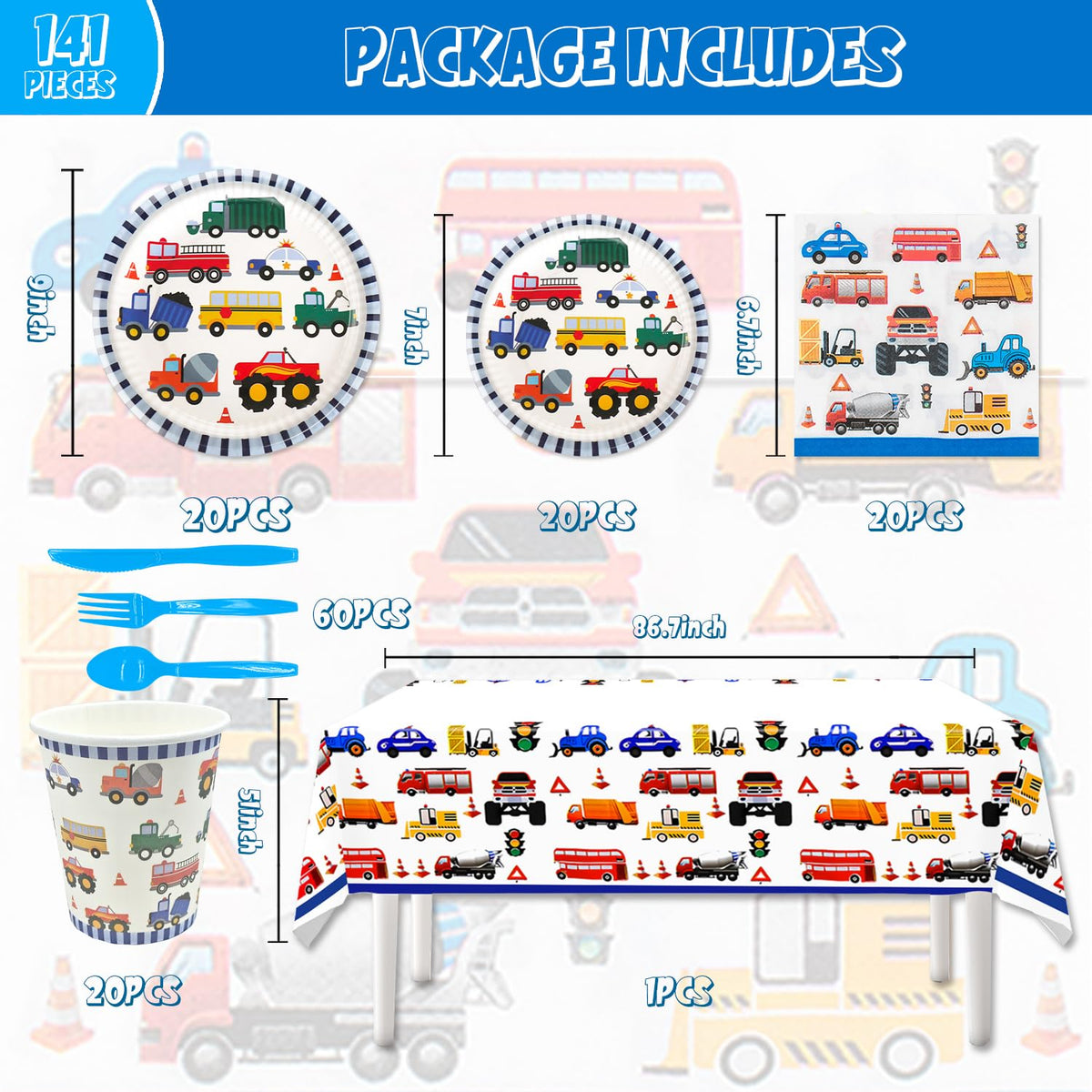 Esyzpesai transportation plates 7-inch ideal for snacks at celebrations