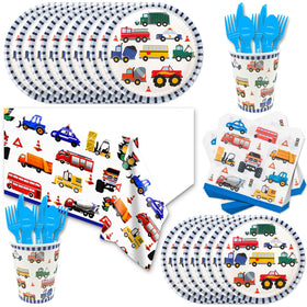 Esyzpesai transportation plates 9-inch with vehicle designs for party meals