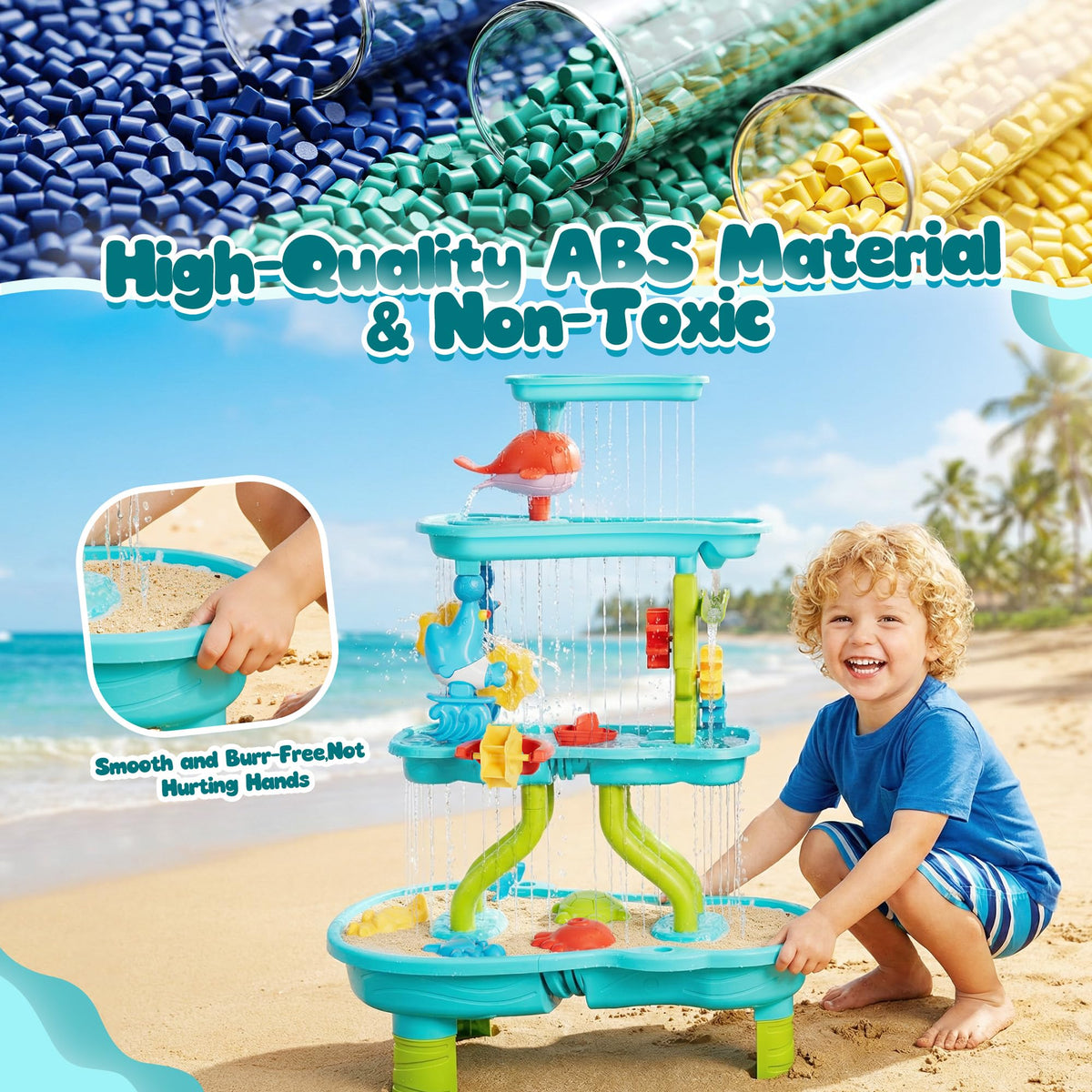 Eterfun drain plug enables quick cleanup after water and sand play.