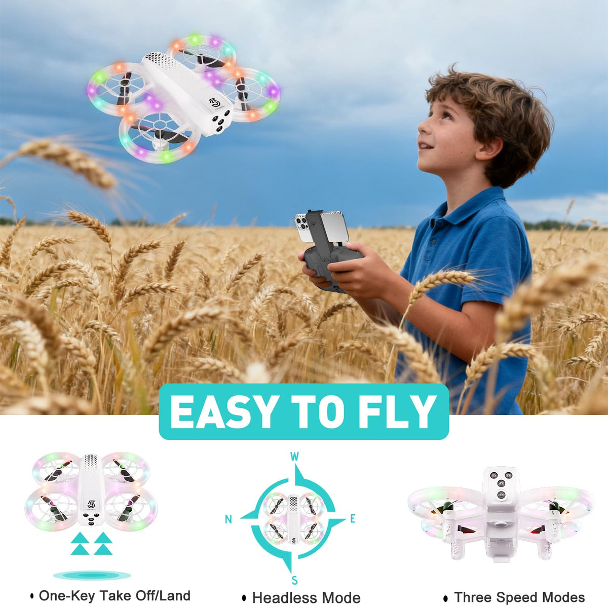 Eterfun mini drone-easy-control-for-kids supports quick learning and fun.