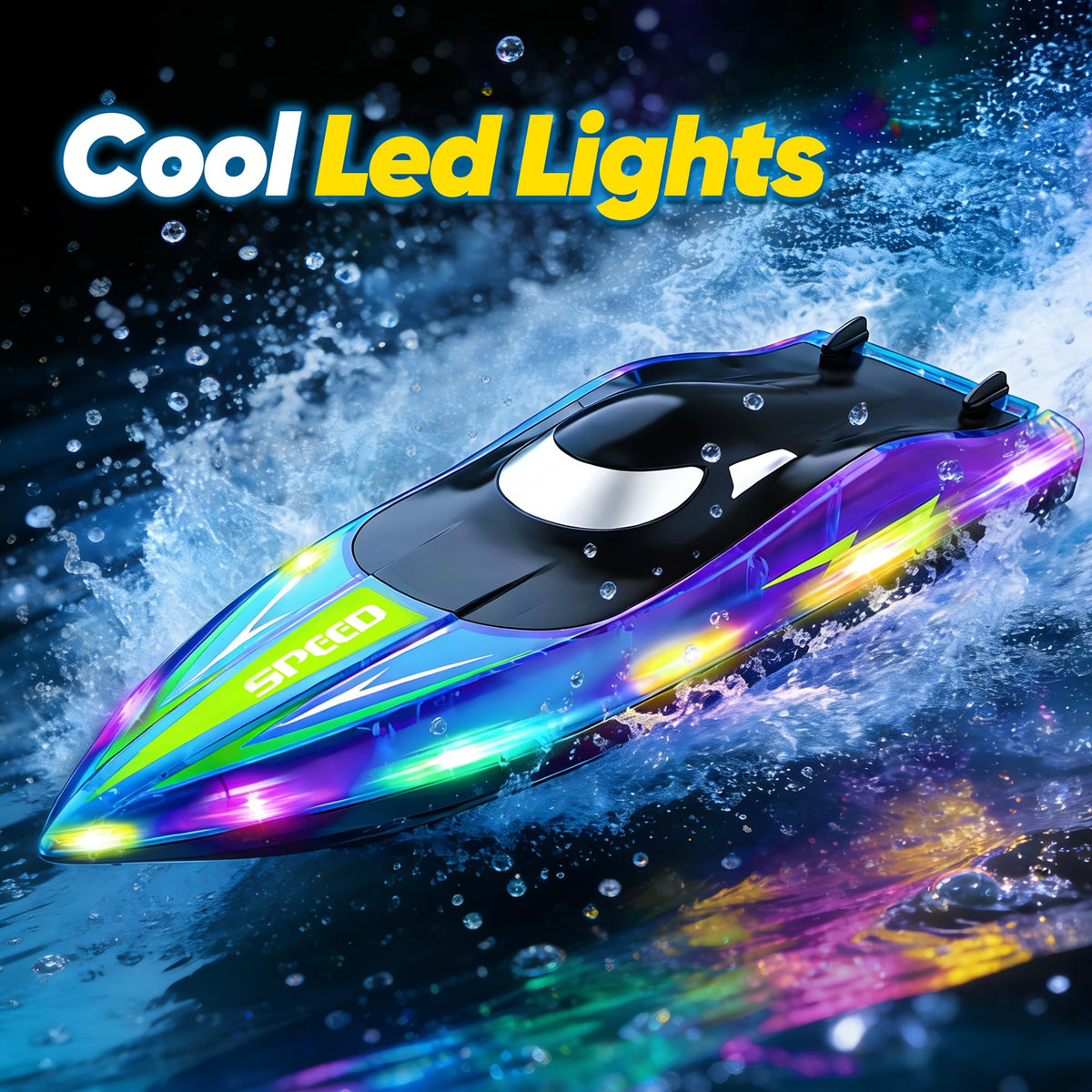 Eterfun RC boat with dual-propeller drive for fast, agile turns.