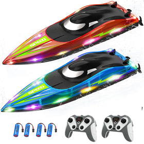 Eterfun RC boat with LED lights for nighttime water play.