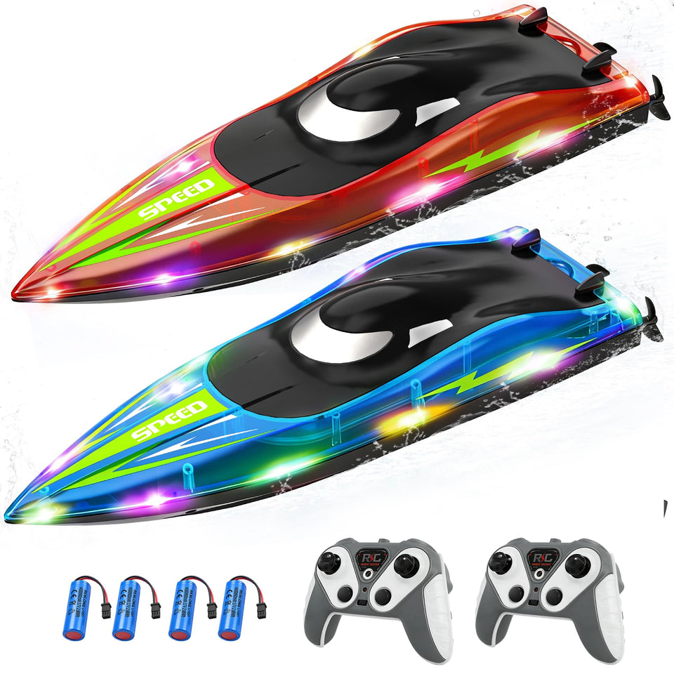 Eterfun RC boat with LED lights for nighttime water play.