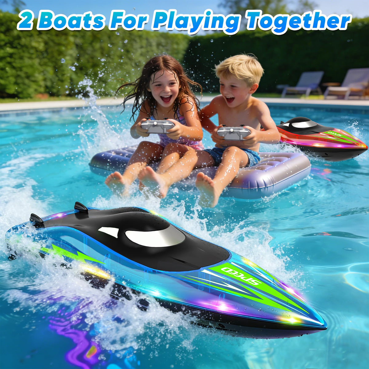 Eterfun RC boat night racing ready for lakes and pools.