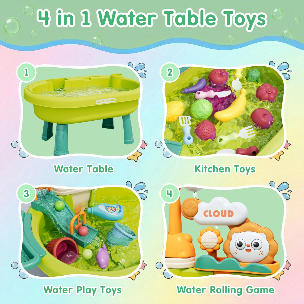 Eterfun water rolling game setup supports fine motor skills during cooperative play.