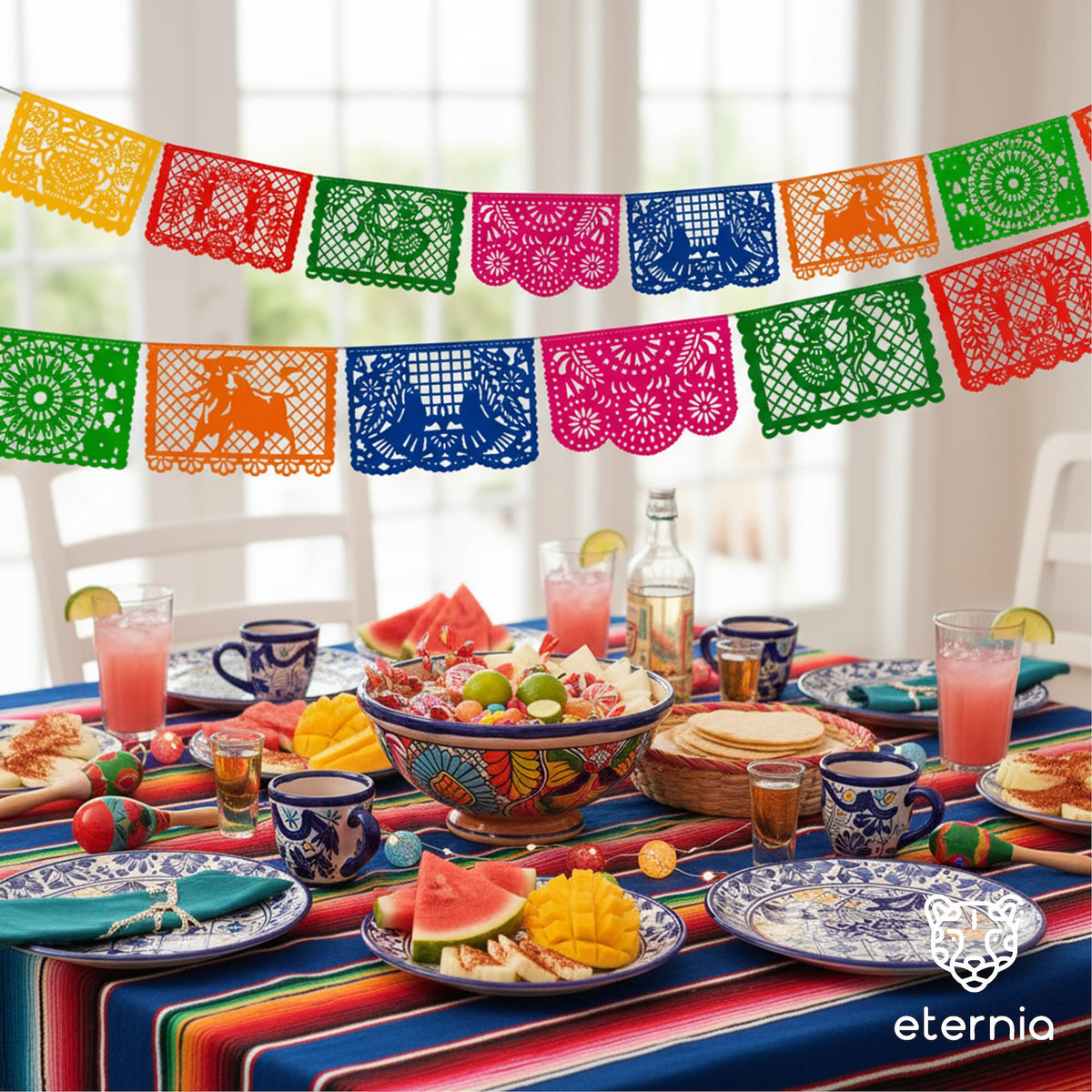 Eternia Outdoor indoor decor banner is easy to hang and install