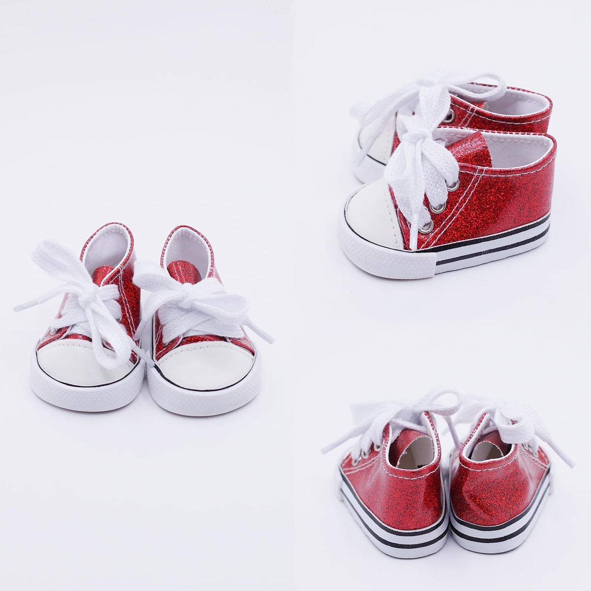 Etistta black glitter canvas doll shoes for 18-inch dolls, versatile option
