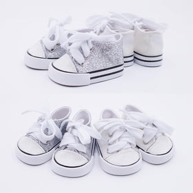 Etistta blue glitter canvas doll shoes for 18-inch dolls, playful color