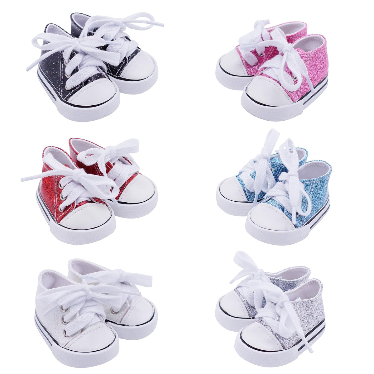 Etistta pink glitter canvas doll shoes for 18-inch dolls, smooth finish