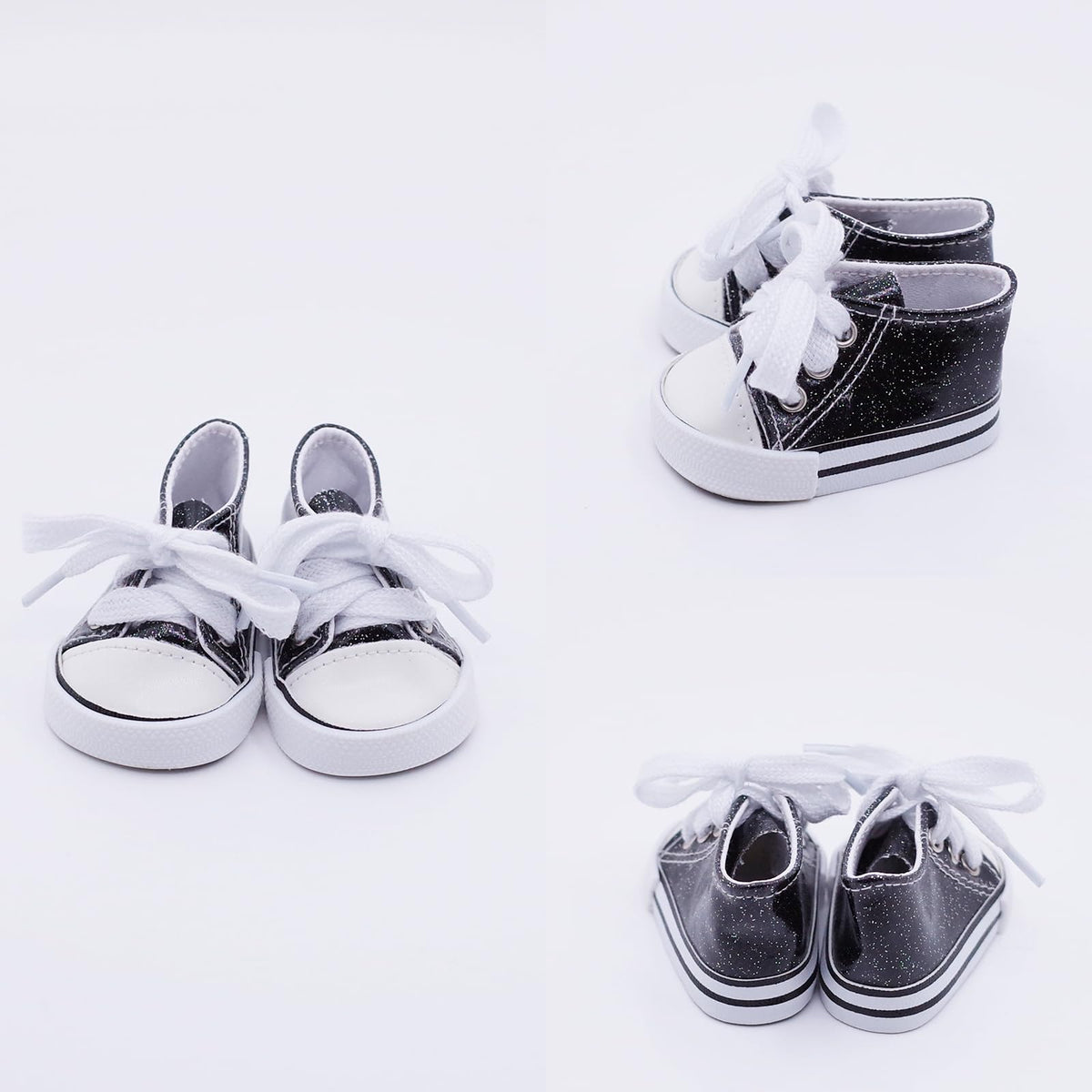 Etistta silvery glitter canvas doll shoes for 18-inch dolls, classic look