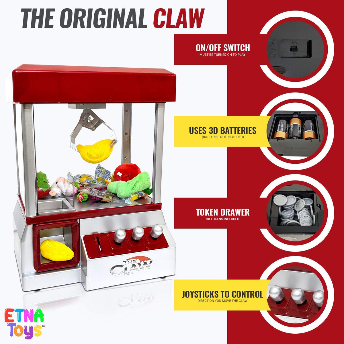 Etna electronic arcade claw machine side panel showing durable construction.