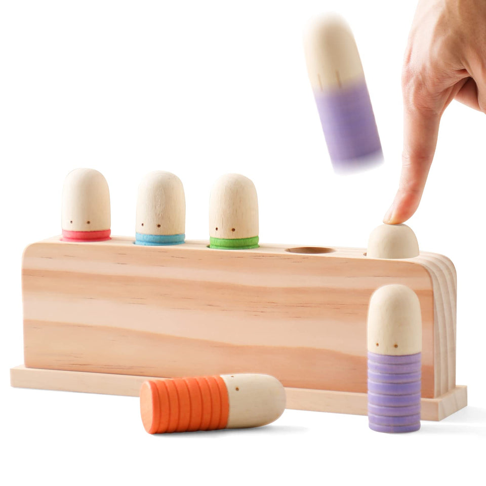 Etucdose Pop Up Toy Multicolor Puppets front view highlighting color sorting for early learners