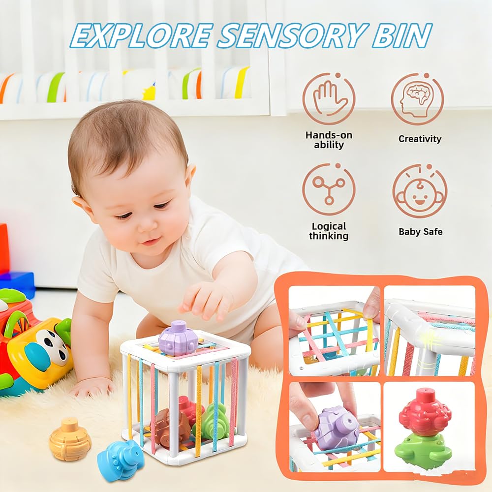 Etyat Montessori shape sorter cube promotes fine motor skills and problem solving.