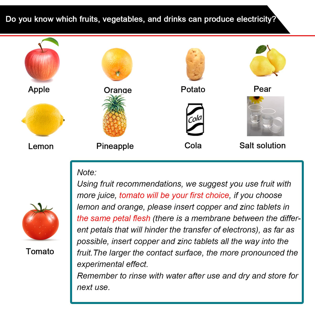 EUDAX copper and zinc sheets for durable fruit battery experiments