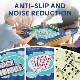 Eueiykw Mahjong mat easy-clean blue surface for quick maintenance.