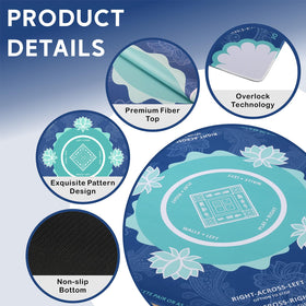 Eueiykw Mahjong mat non-slip bottom blue prevents table slips.