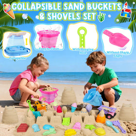 EULRGAUS collapsible beach bucket doubles as mold and carry bag