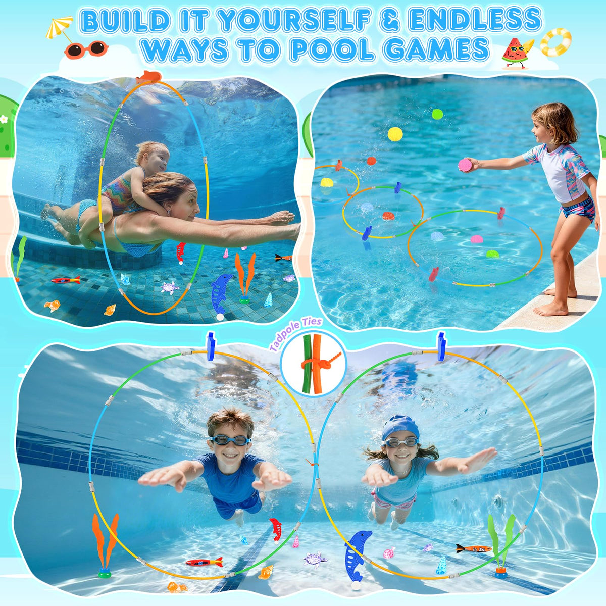 EULRGAUS diving rings set for group water play and skill building.