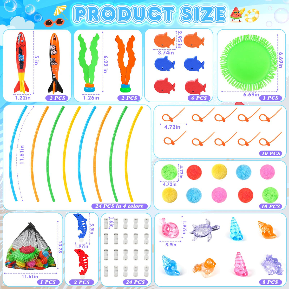 EULRGAUS mesh storage bag keeps toys organized after swimming.