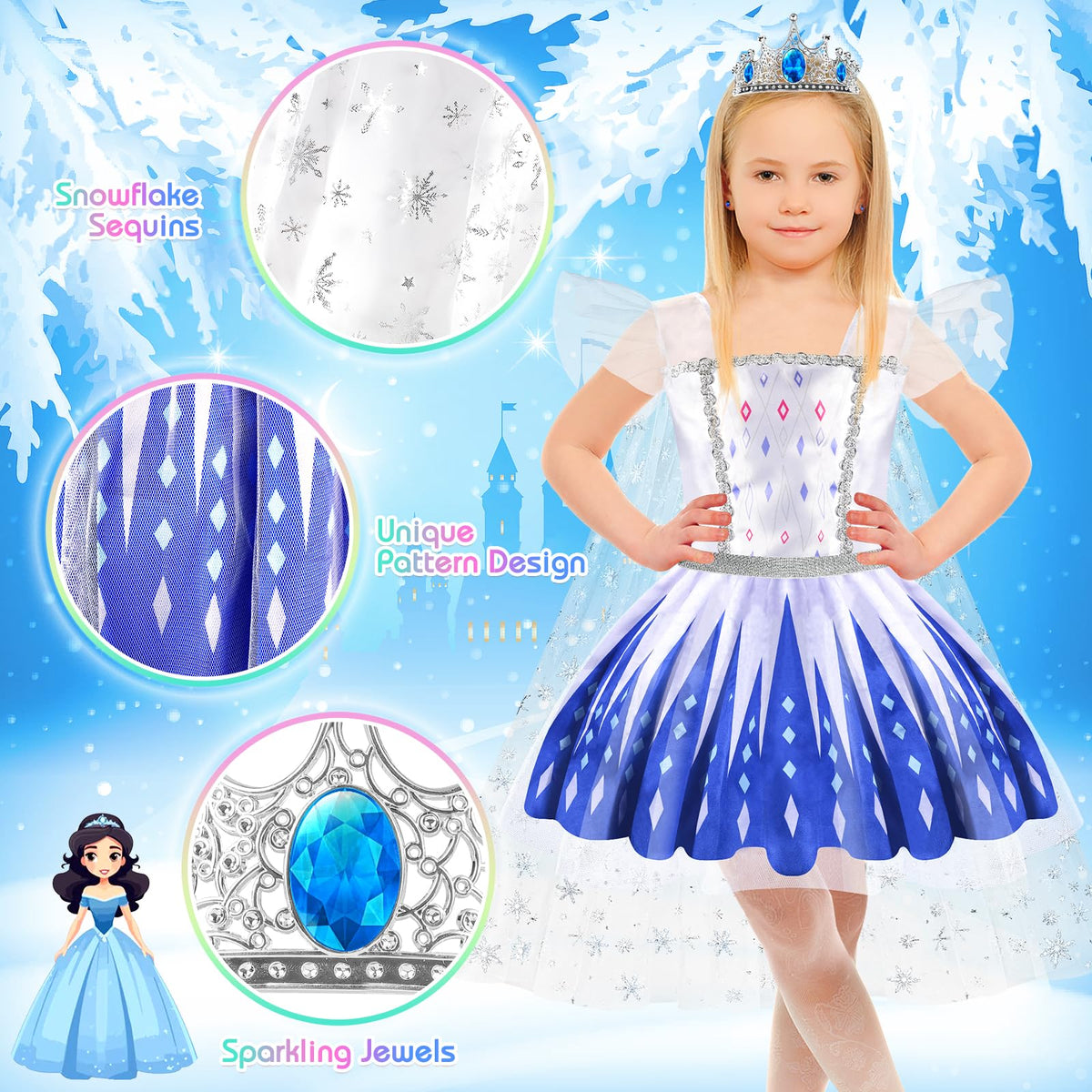 EULRGAUS Pink princess dress with hairband promoting joyful storytelling and social play.