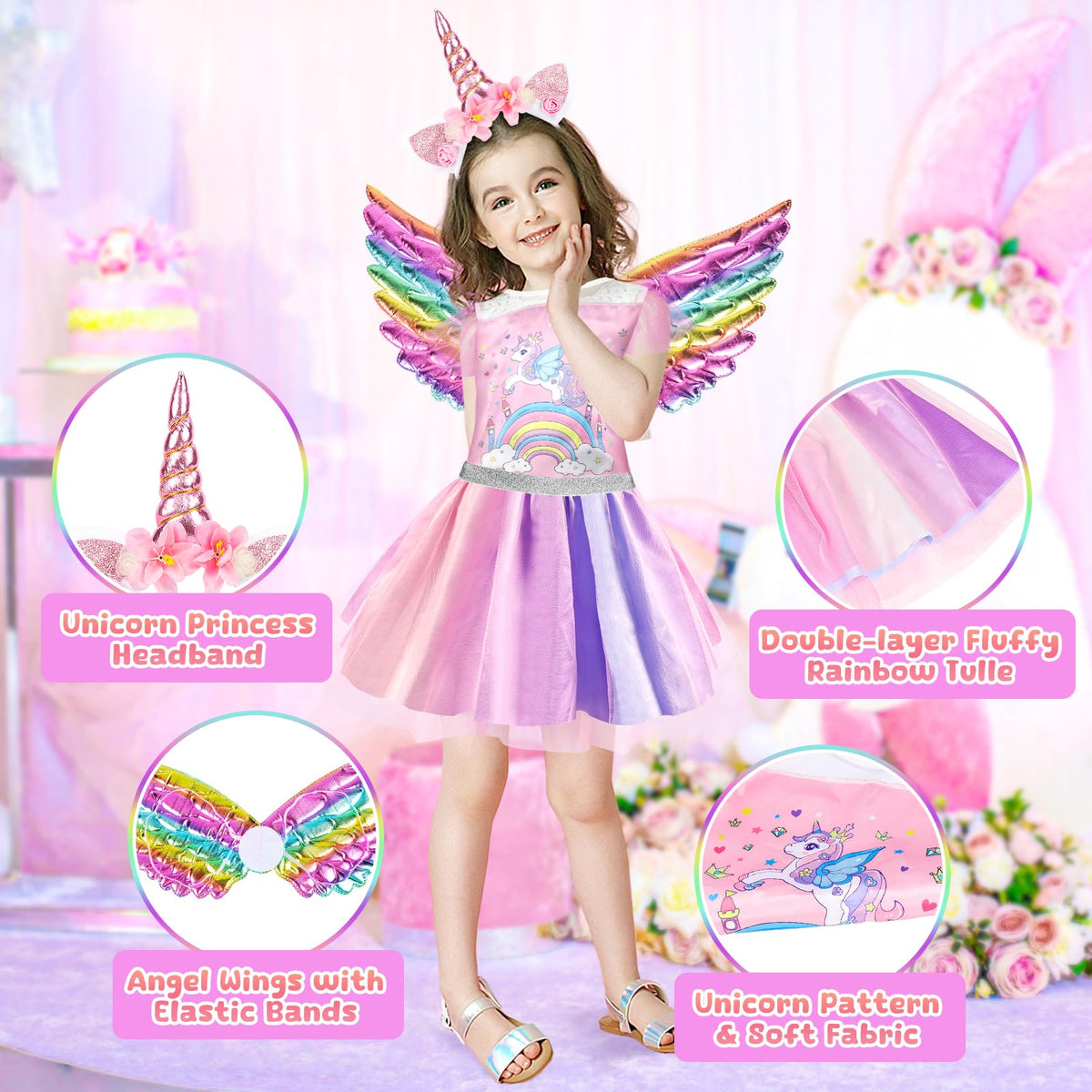 EULRGAUS purple princess dress with matching headband for themed adventures