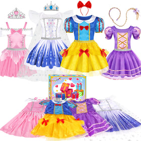 EULRGAUS Princess yellow dress with hairband for imaginative play and comfort.