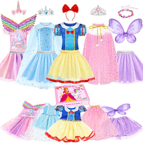 EULRGAUS princess dress yellow with rainbow wings for imaginative play