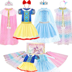 EULRGAUS yellow princess dress with crown headband for imaginative play