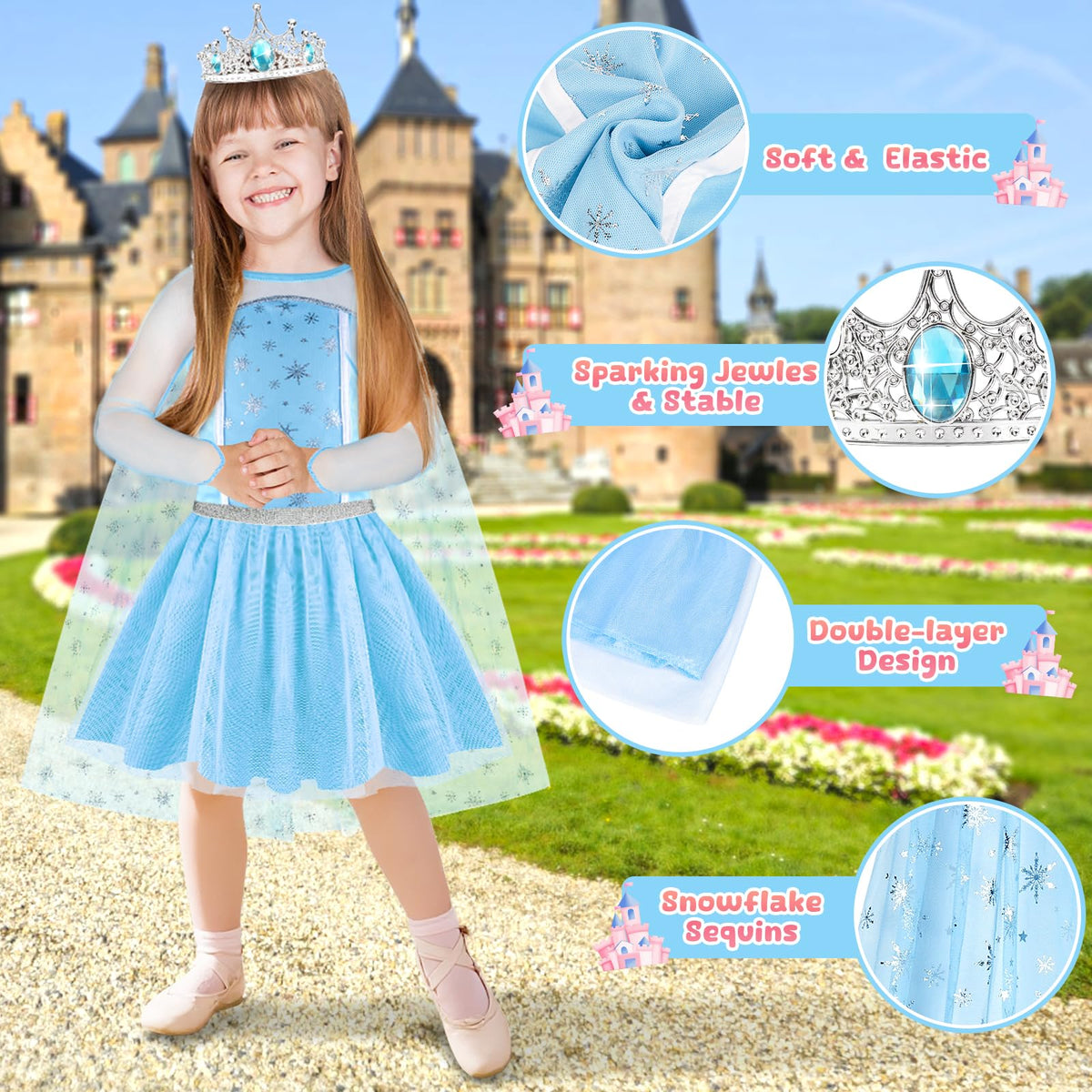 EULRGAUS unicorn princess dress with magical cape for imaginative stories