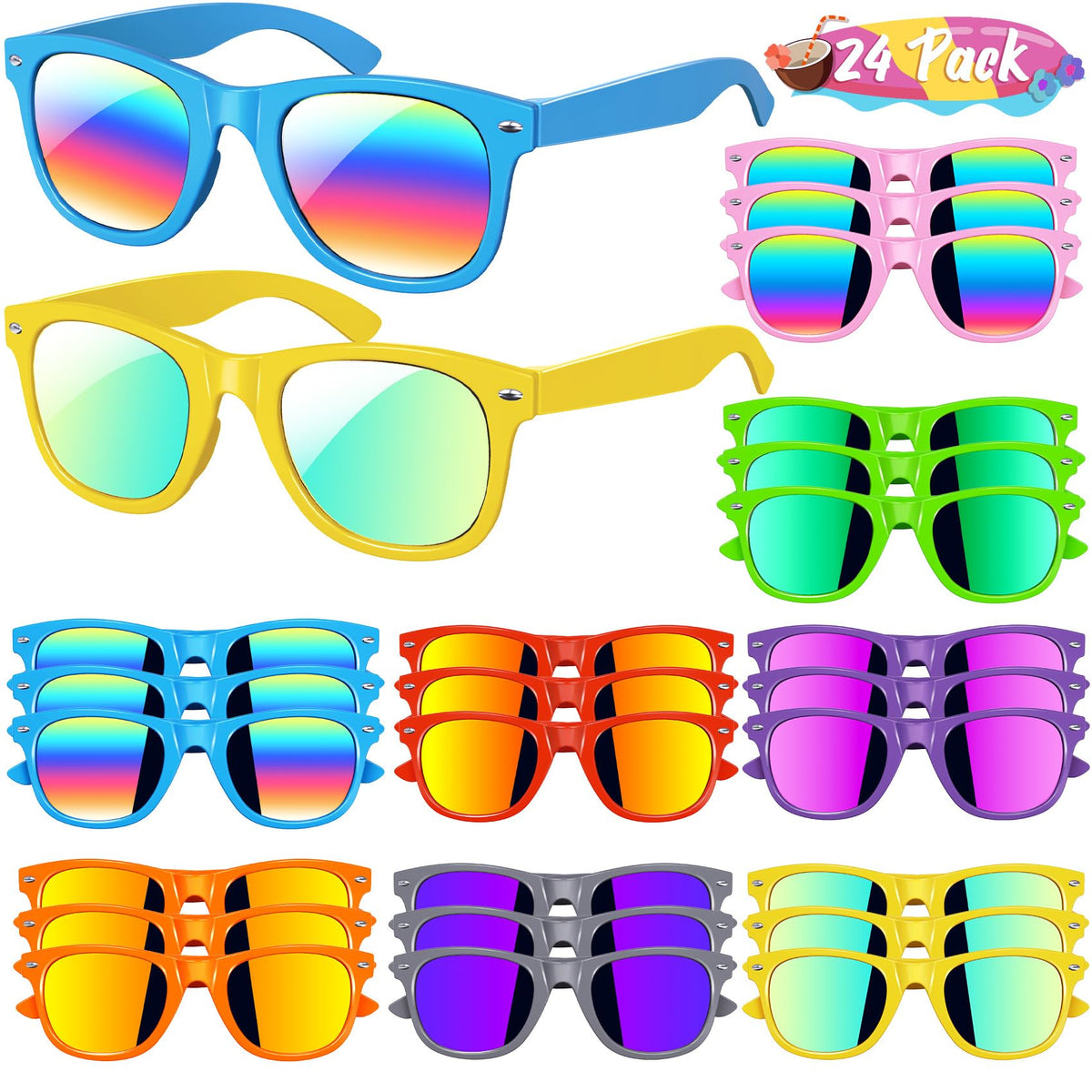 Eunvabir kids neon blue frame sunglasses with UV protection for sunny days.