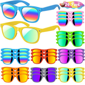 Eunvabir kids neon blue frame sunglasses with UV protection for sunny days.