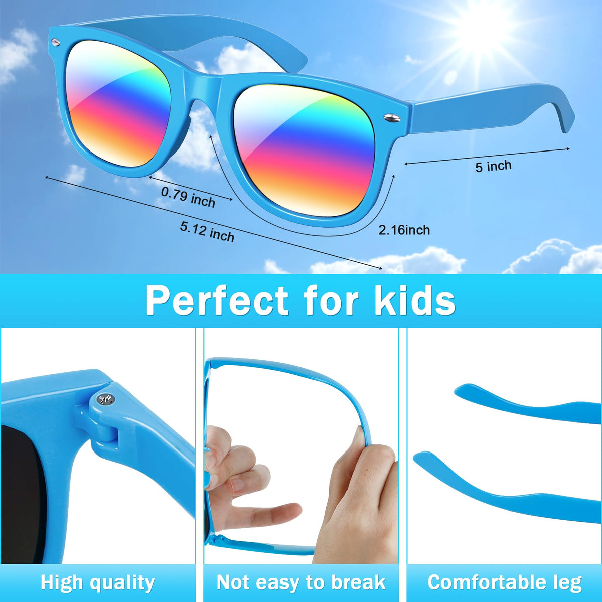 Eunvabir kids neon green frame sunglasses comfortable for outdoor play.