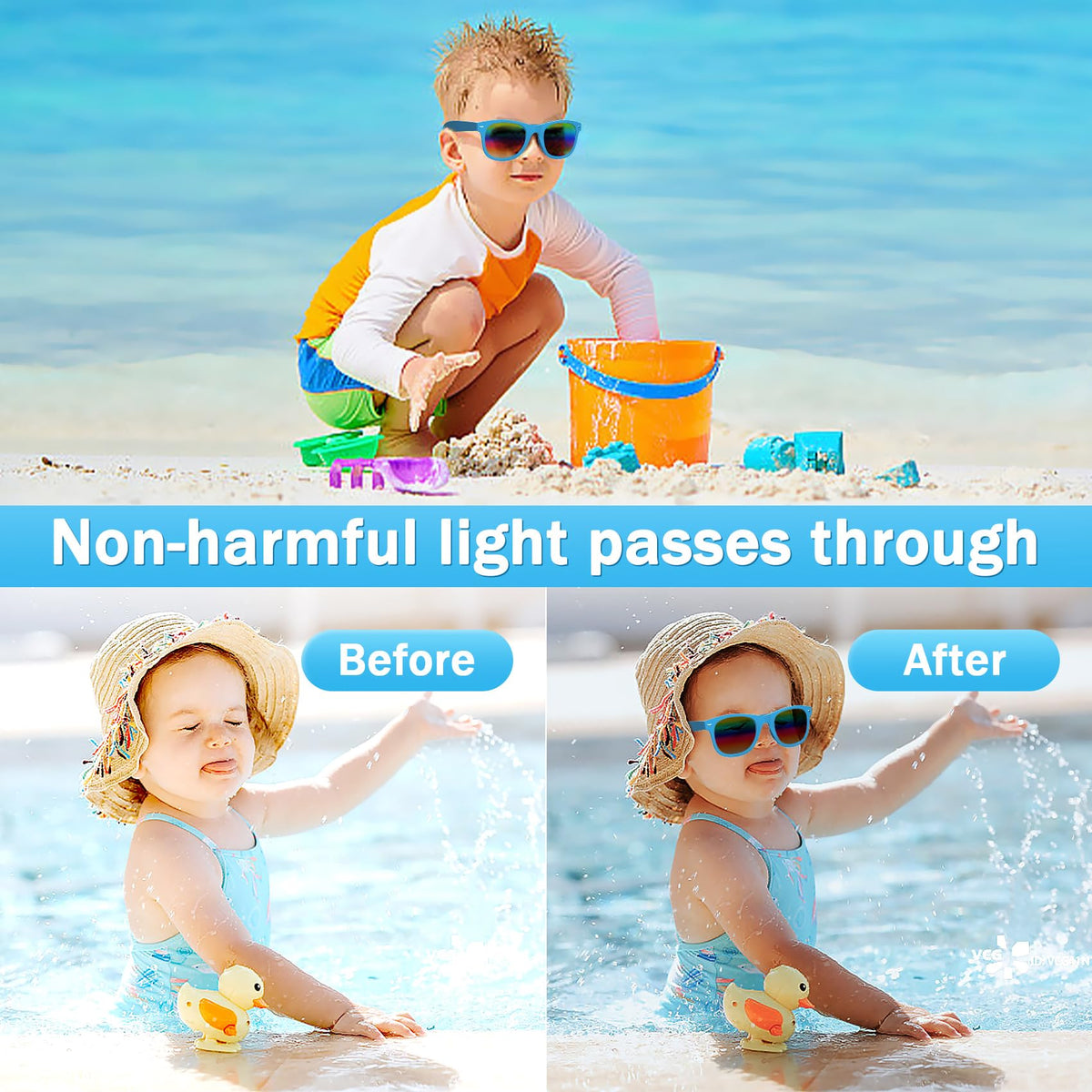 Eunvabir kids neon orange frame sunglasses for summer adventures and travel.