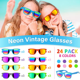 Eunvabir kids neon pink frame sunglasses with glare reduction for beach outings.