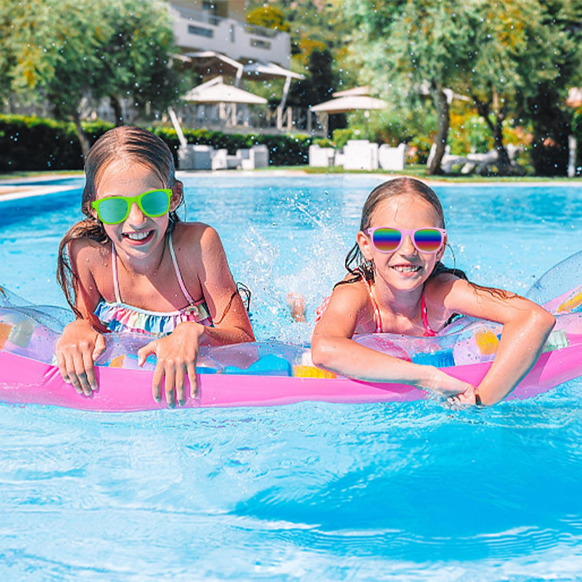 Eunvabir kids neon yellow frame sunglasses easy to spot during outdoor activities.