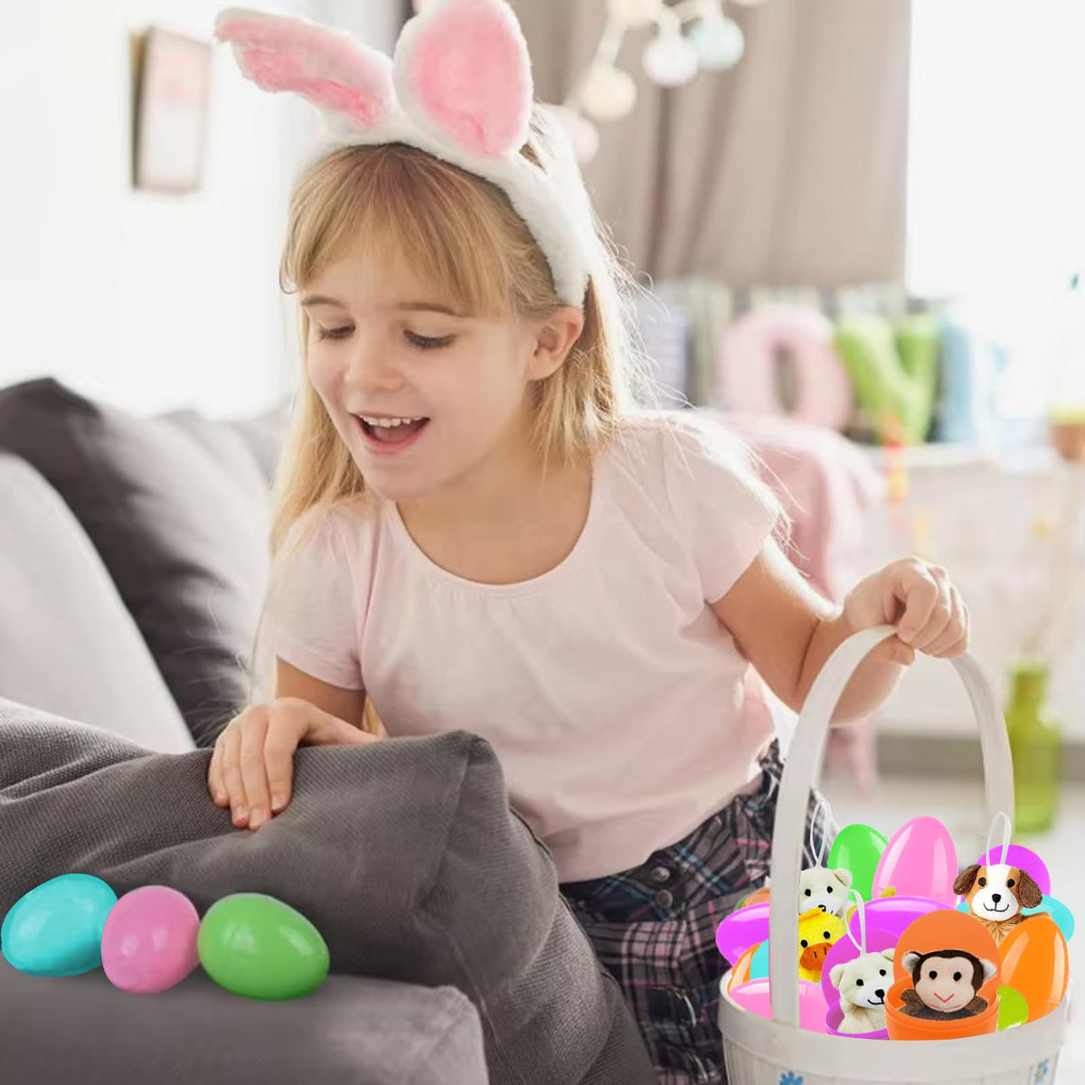 euoloar kids enjoying egg hunts with prefilled eggs