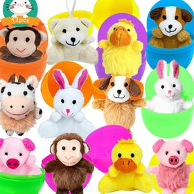 euoloar plush animals inside colorful eggs for Easter gifting