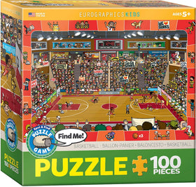 Close-up of EuroGraphics basketball puzzle pieces on a durable blue board