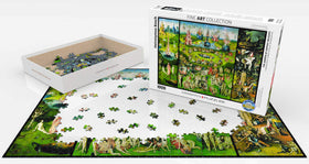 EuroGraphics Bosch Garden of Earthly Delights finished puzzle, vivid artwork to study while solving.