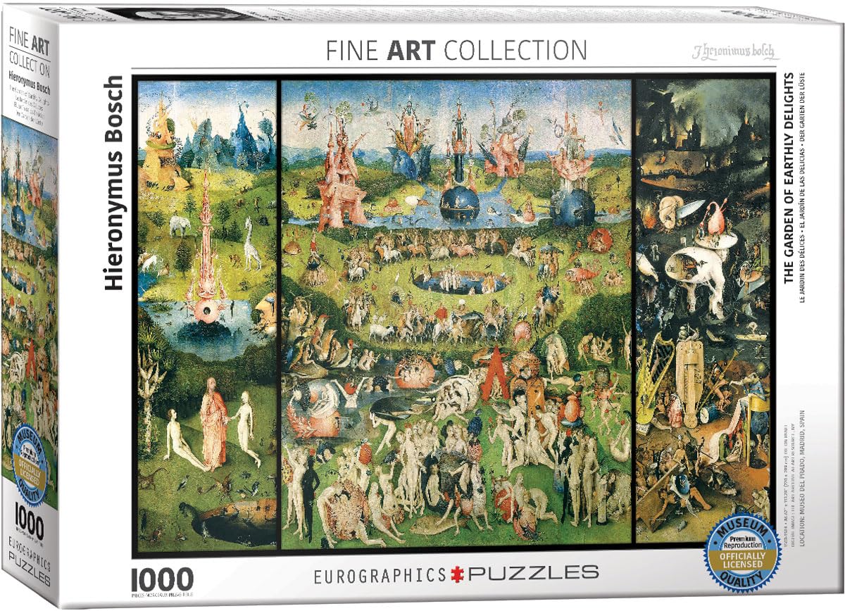 EuroGraphics Bosch Garden of Earthly Delights puzzle box, premium packaging for gifting.