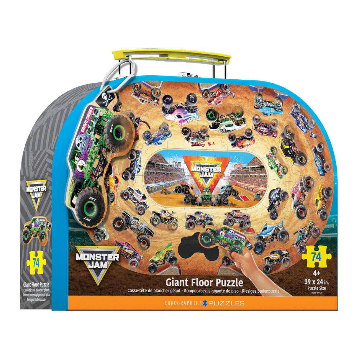 EuroGraphics Monster Jam Giant Floor Puzzle featuring Grave Digger enhances spatial awareness and family bonding.