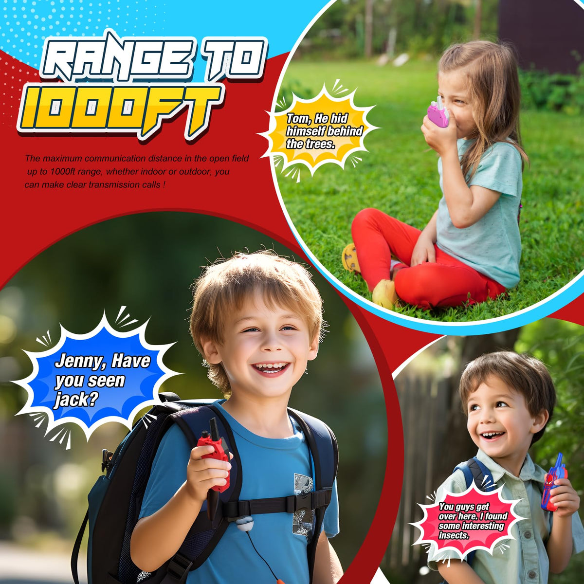 Evassal walkie talkies back view highlighting compact, lightweight construction for small hands