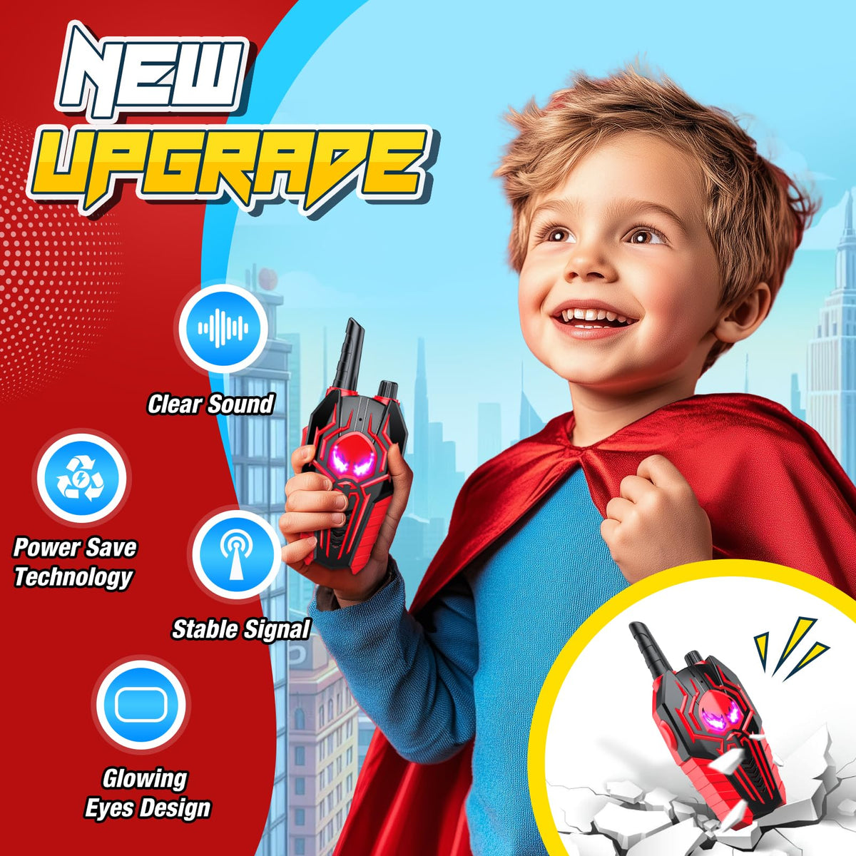 Evassal range graphic suggests up to 1000 feet of clear communication